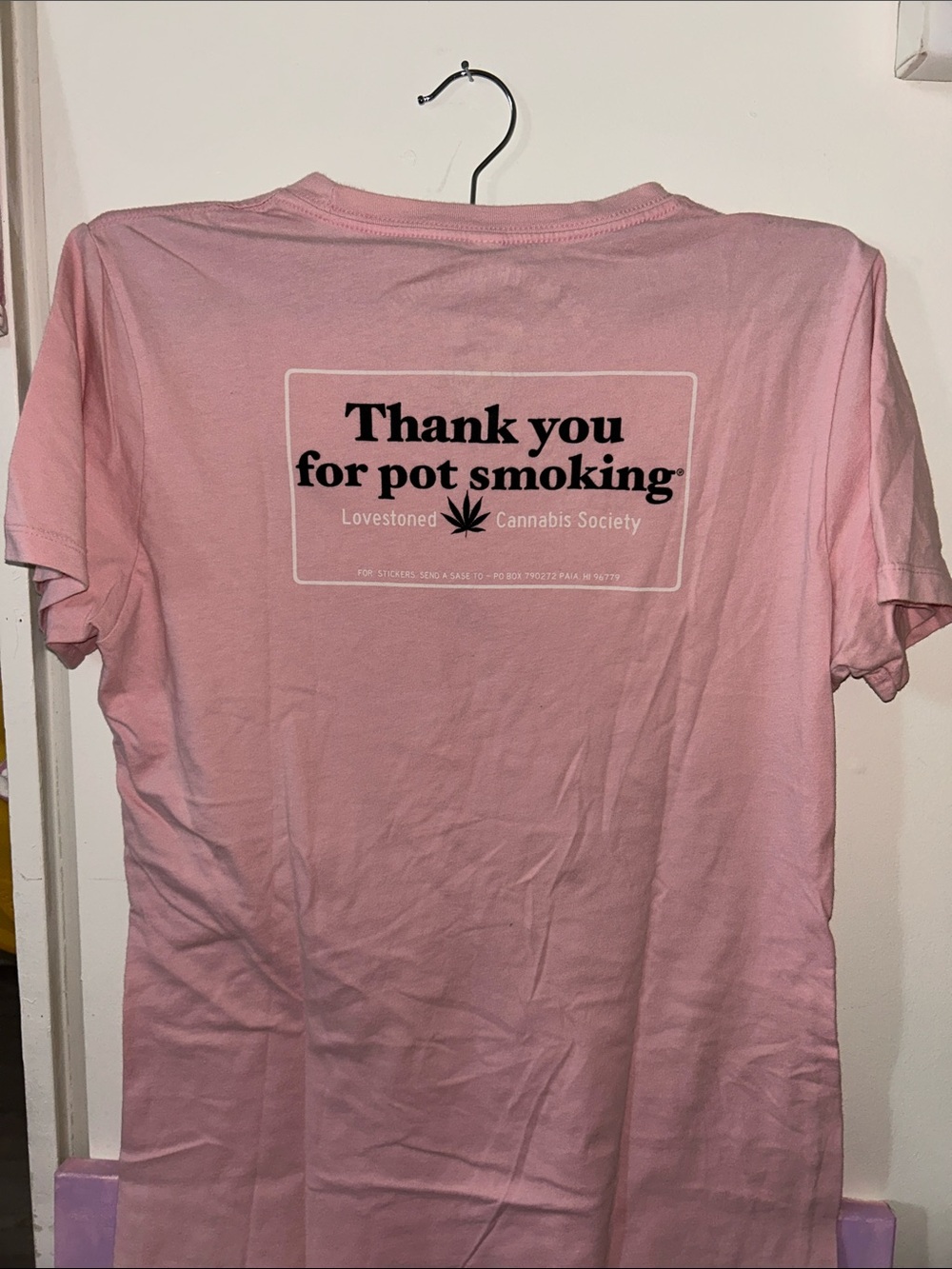 Pink Graphic Tee - Thank You for Pot Smoking Back Print